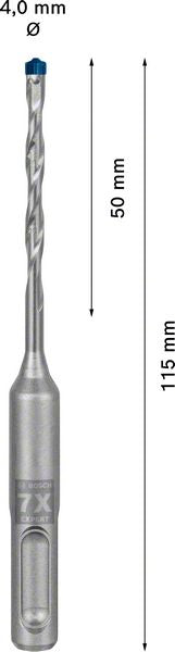 BOSCH Hammerbohrer Expert SDS-7X Ø 4,0 mm Arbeits-L.50 mm L.115 mm ( 4000909923 )