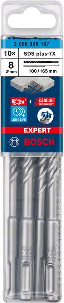 BOSCH Hammerbohrer Expert SDS-7X Ø 8 mm Arbeits-L.100 mm L.165 mm ( 4000909975 )