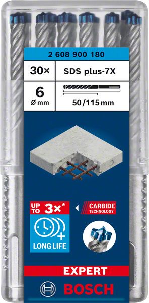 BOSCH Hammerbohrer Expert SDS-7X Ø 6 mm Arbeits-L.50 mm L.115 mm ( 4000909986 )