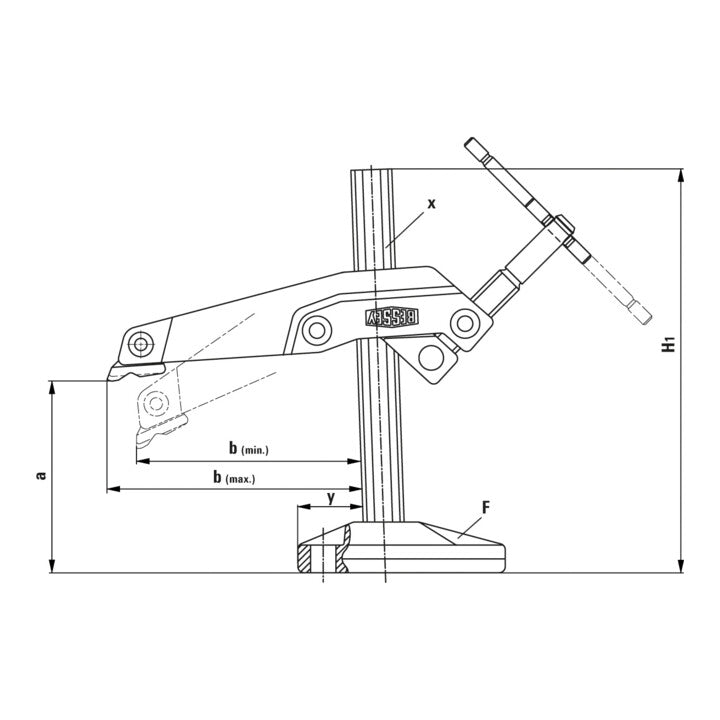 Pince à bras de préhension BESSEY hauteur de serrage 200 mm (4123745010)