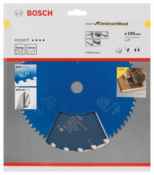 BOSCH Kreissägeblatt Außen-Ø 190 mm Zähnezahl 24 WZ ( 8000342209 )