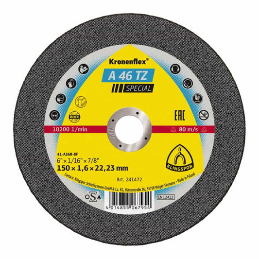 KLINGSPOR disque à tronçonner A 46 TZ Spécial D150x1,6mm droit (8000353743)