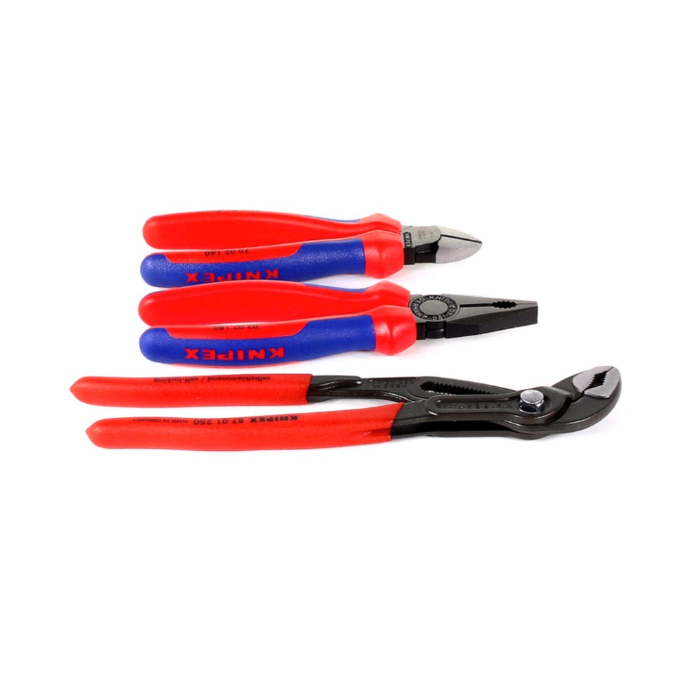 KNIPEX  - Zangenset mit 1x Kombizange, 1x Seitenschneider und 1x Rohrzange ( Bestseller-Paket 00 20 09 V01 ) - Toolbrothers