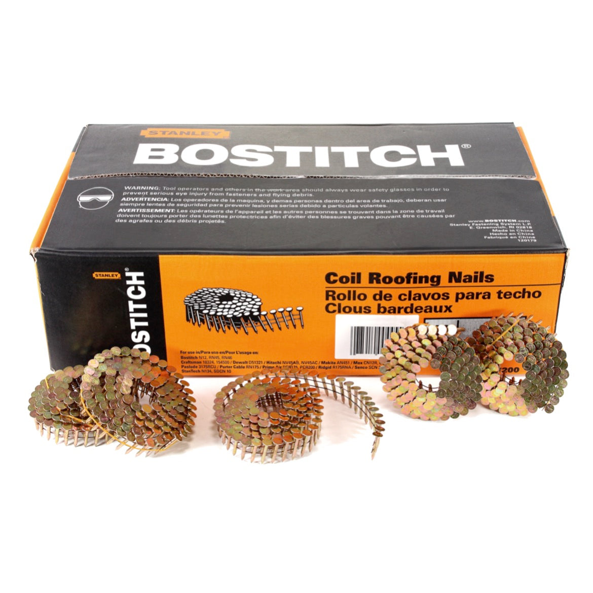 Bostitch RN46K-2-E Druckluft Nagler Coilnagler für Dachpappnägel CR 19 - 45 mm + 7200 Dachpappnagel + Koffer - Toolbrothers