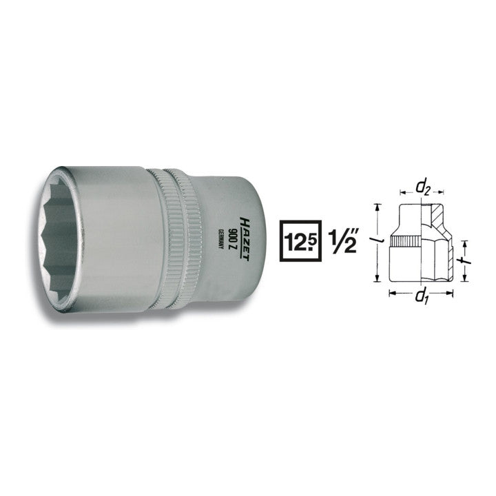 HAZET insert de clé à douille 900Z 1/2″ 12 pans (8000466650)