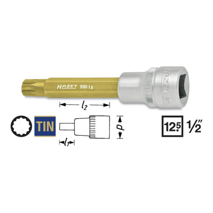 HAZET insert de clé à douille 990LG-10 1/2″ multi-dents interne (8000466697)