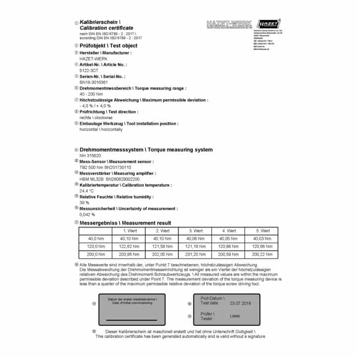 Clé dynamométrique HAZET 5108-3 CT 1/4″ 2,5 - 25 Nm (8000469892)