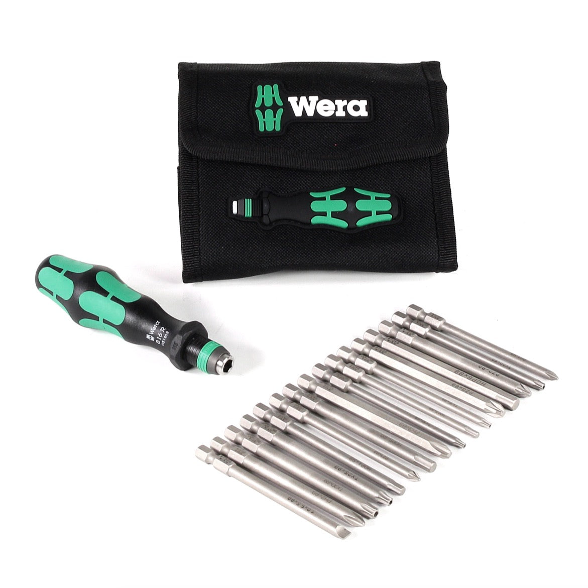 Wera Kraftform Kompakt KK 60 Bit-Schraubendreher 1/4" 17 - tlg. 6,3 mm in Tasche zur Gürtelbefestigung ( 05059295001 ) - Toolbrothers