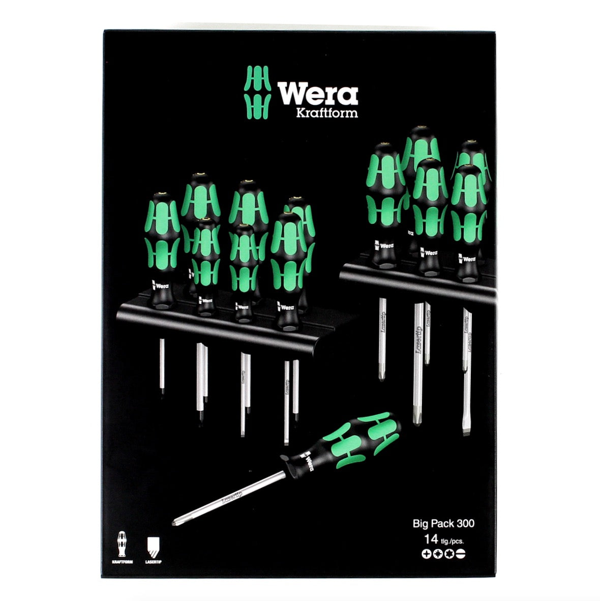 Wera Kraftform Big Pack 300 Schraubendreher Set 14 tlg. + 2x Rack Wandhalterung ( 05105630001 ) - Toolbrothers