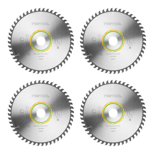 Festool HW 225x2,6x30 W48 Kreissägeblatt WOOD FINE CUT 4 Stk. ( 4x 488289 ) 225 x 2,6 x 30 mm 48 Zähne für Tischlerplatten, Sperrholz, Multiplexplatten, Acrylglas, MDF