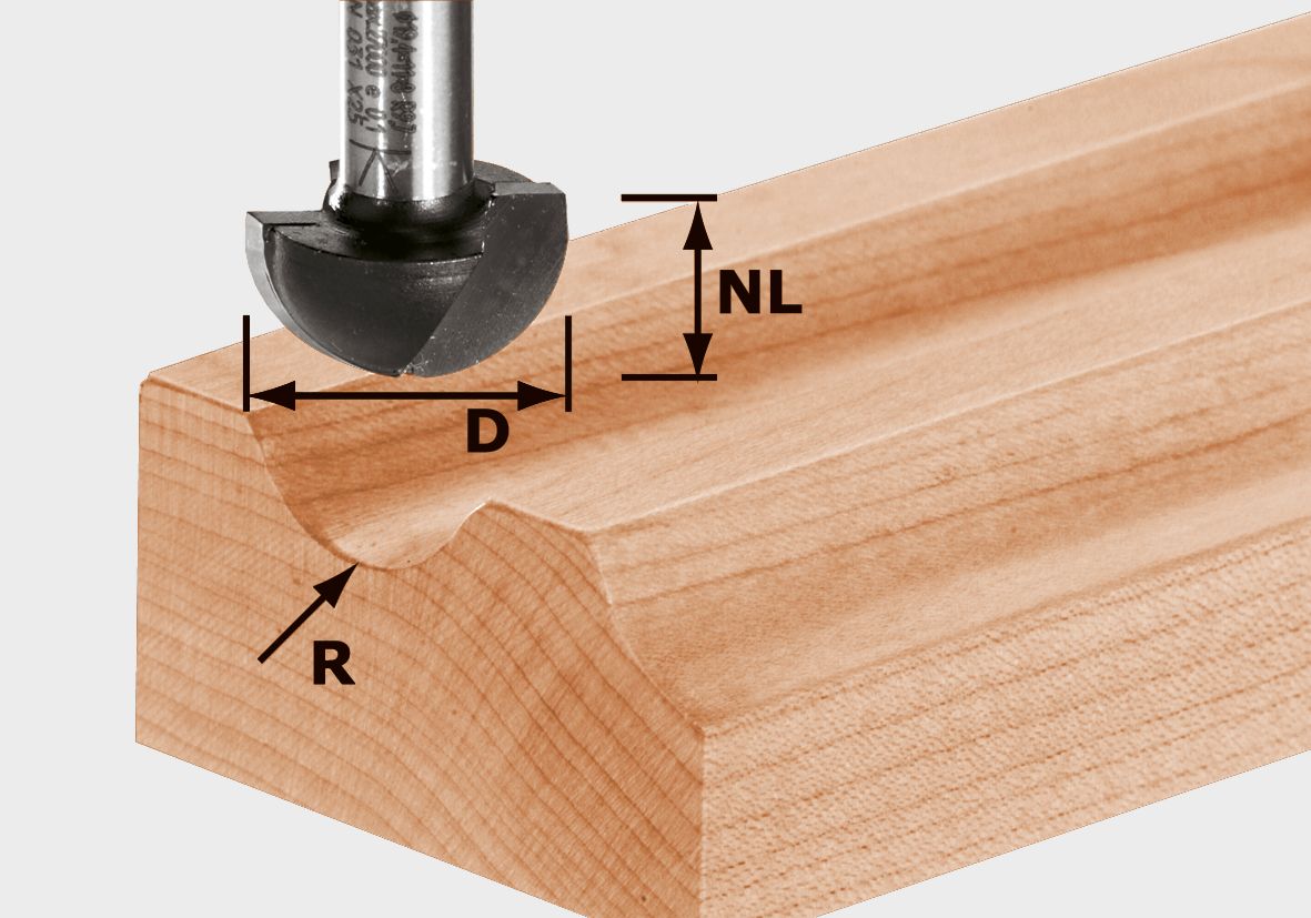 Festool HW S8 R8 Hohlkehlfräser ( 490985 ) für OF 900, OF 1000, OF 1010, OF 1010 R, OF 1400, OF 2000, OF 2200