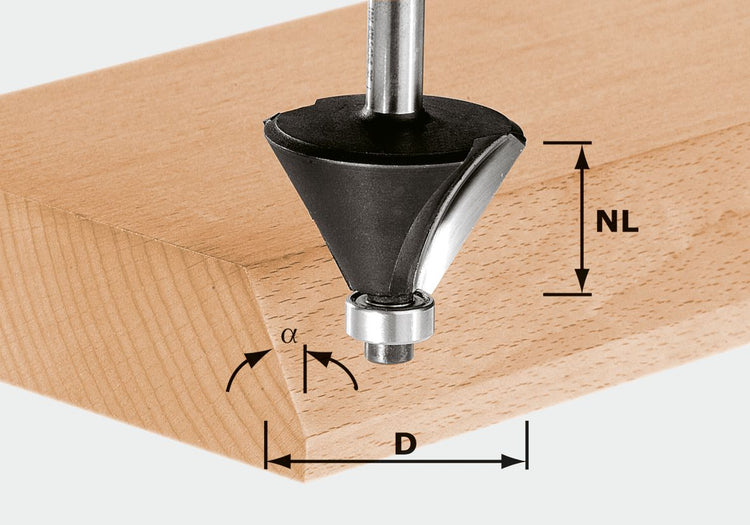 Fraise à chanfreiner Festool HW S8 D25.7/25.7/15° (491132) pour OF 900, OF 1000, OF 1010, OF 1010 R, OF 1400, OF 2000, OF 2200