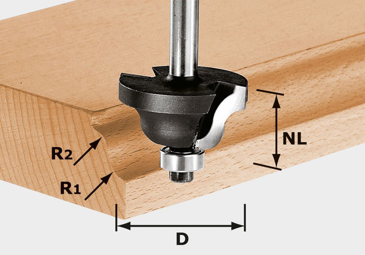 Fraise à double rayon Festool HW S8 D31.7/R4/R4 (491029) pour OF 900, OF 1000, OF 1010, OF 1010 R, OF 1400, OF 2000, OF 2200