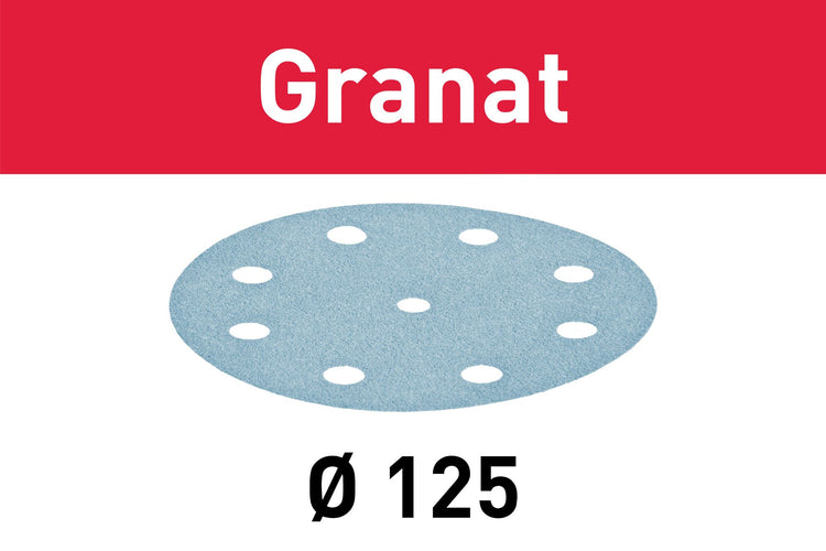 Festool STF D125/8 P100 GR/100 disque abrasif grenat (497168) pour RO 125, ES 125, ETS 125, ETSC 125, ES-ETS 125, ES-ETSC 125, ETS EC 125, LEX 125