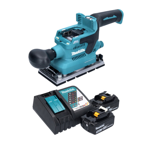 Makita DBO 380 RT Akku Schwingschleifer 18 V 93 x 185 mm Brushless + 2x Akku 5,0 Ah + Ladegerät