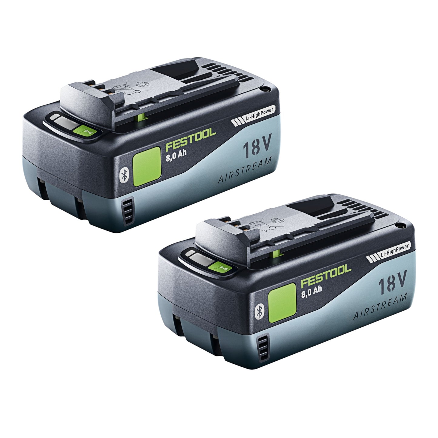 Jeu de batteries Festool 2x batterie BP 18 Li 8,0 HP-ASI 18 V 8,0 Ah (2x 577323) 8000 mAh Li-Ion avec indicateur de niveau de charge