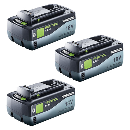 Festool Akku Set 3x BP 18 Li 8,0 HP-ASI Akku 18 V 8,0 Ah ( 3x 577323 ) 8000 mAh Li-ion mit Ladestandanzeige