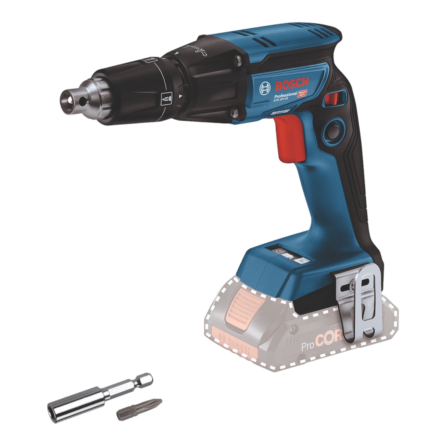 Bosch GTB 18V-45 Professional Akku Trockenbauschrauber 18 V 6 Nm Brushless ( 06019K7002 ) + 2x ProCORE Akku 4,0 Ah + Ladegerät + L-Boxx