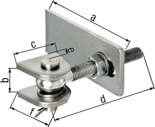 Charnière de portail GAH 86x23x55x130x28x50mm (3000200560)