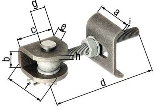 Charnière de portail GAH 60x27x45x130x28x50x8x5mm (3000200601)