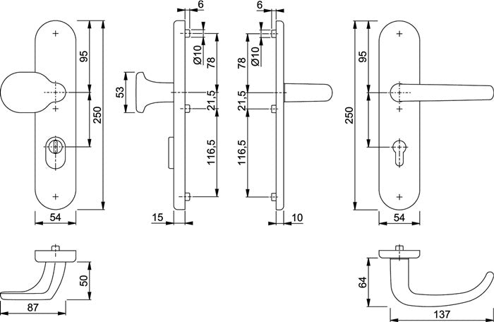 HOPPE Schutzgarnitur San Francisco 86G/3332ZA/3310/1301 Aluminium F1 ( 3000202009 )