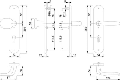 HOPPE kit de protection Vérone 86G/3331/3310/1510 aluminium F1 (3000209097)