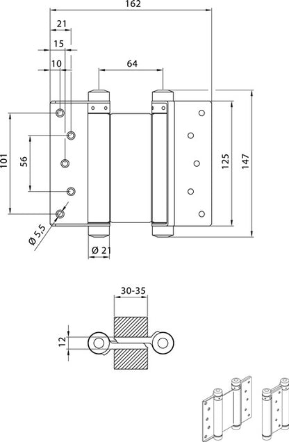 Charnière pour porte battante DENI, acier galvanisé (3000215039)