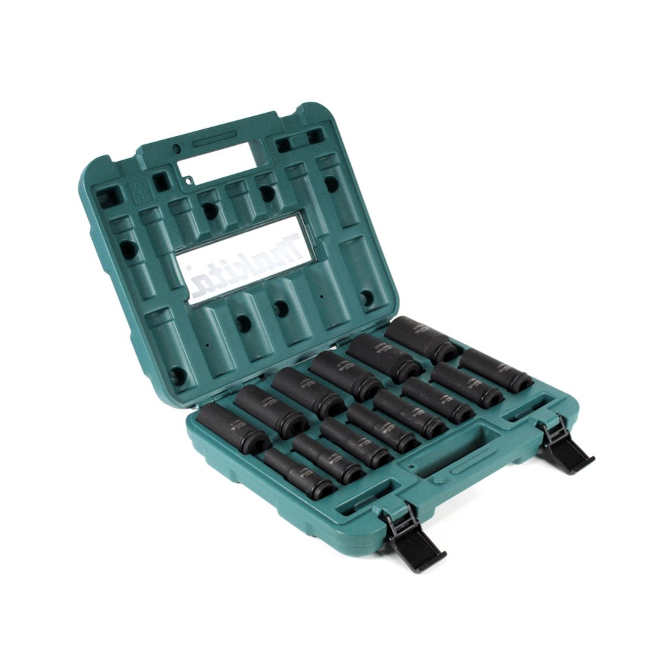 Makita Steckschlüssel Satz 10 - 32 mm 1/2" 14 tlg. + Koffer ( B-52308 ) für Schlagschrauber - Toolbrothers