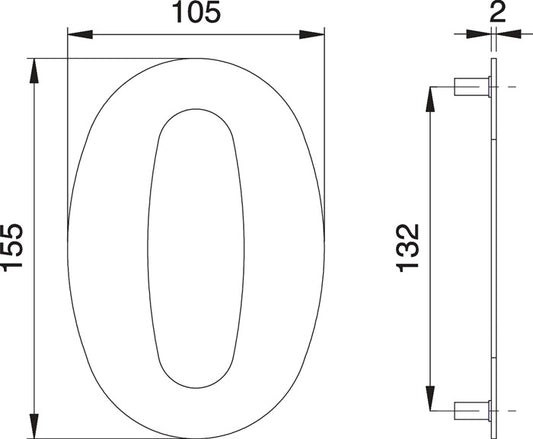 Numéro de maison EDI chiffre 0 acier inoxydable mat (3000261315)