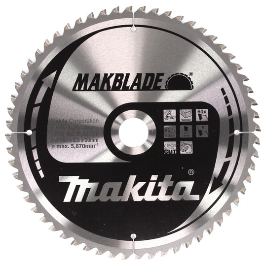 Makita MAKBLADE Kreissägeblatt für Holz 260 x 30 x 2,3 mm 60 Zähne ( B-32801 )