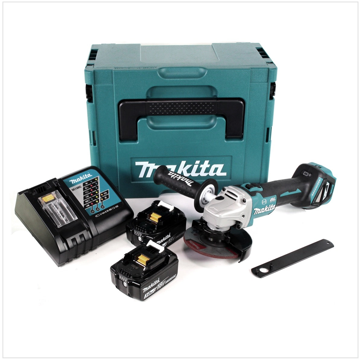 Makita DGA 513 RFJ Akku Winkelschleifer 18 V 125mm Brushless + 2x Akku 3,0Ah + Ladegerät + Makpac - Toolbrothers