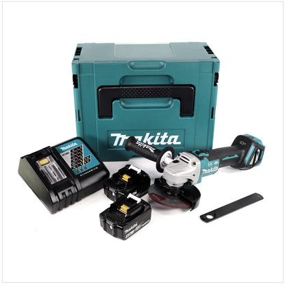 Makita DGA 513 RTJ Akku Winkelschleifer 18 V 125mm Brushless + 2x Akku 5,0Ah + Ladegerät + Makpac - Toolbrothers