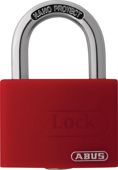 Cadenas à cylindre ABUS T65AL/40 rouge lisse. Largeur du corps de serrure 43 mm (3000280258).