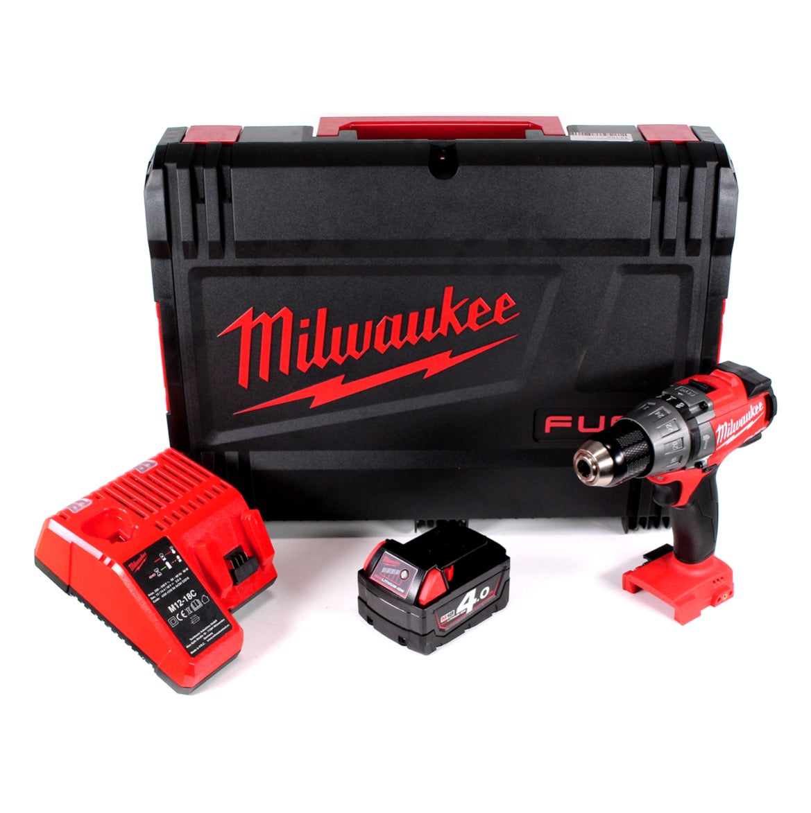 Milwaukee M18 FPD-401C Akku Schlagbohrschrauber 135 Nm im HD System Koffer mit 1x M18 B4 4,0 Ah Akku und M12-18C Ladegerät - Toolbrothers