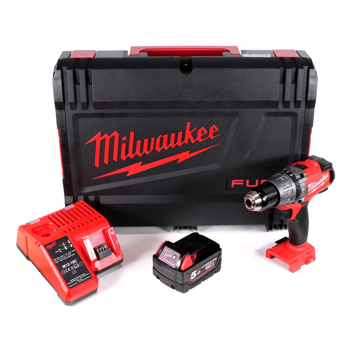 Milwaukee M18 FPD-501C Akku Schlagbohrschrauber 135 Nm im HD System Koffer mit 1x M18 B5 5,0 Ah Akku und M12-18C Ladegerät - Toolbrothers