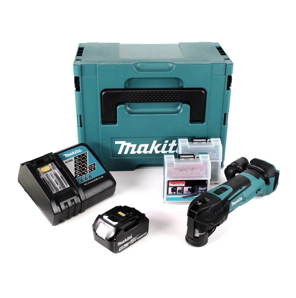 Makita DTM 51 RT1JX2 Akku Multifunktionswerkzeug 18 V + 1x Akku 5,0 Ah + Ladegerät + 39 tlg. Zubehör Set + Makpac - Toolbrothers