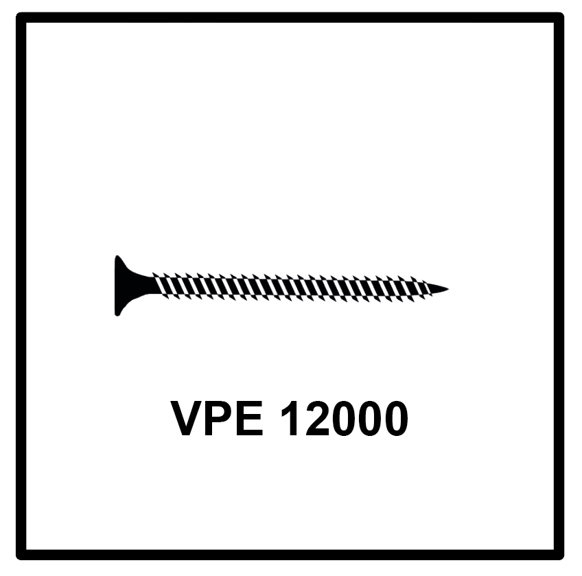 Technofast GF3545TD 12000 x Gipskartonschrauben Trockenbauschrauben 3,5 x 45 PH2 Feingewinde - Toolbrothers