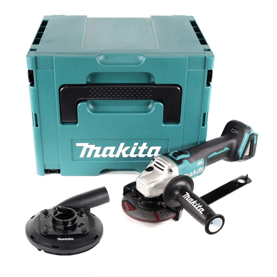 Makita DGA 504 ZJ Akku Winkelschleifer 18 V 125mm Brushless Solo + Absaughaube + Makpac - ohne Akku, ohne Ladegerät - Toolbrothers