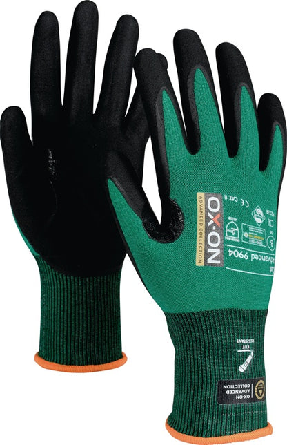 Gants de protection contre les coupures OX-ON Cut Advanced 9904 taille 10 noir/vert (4000391374)