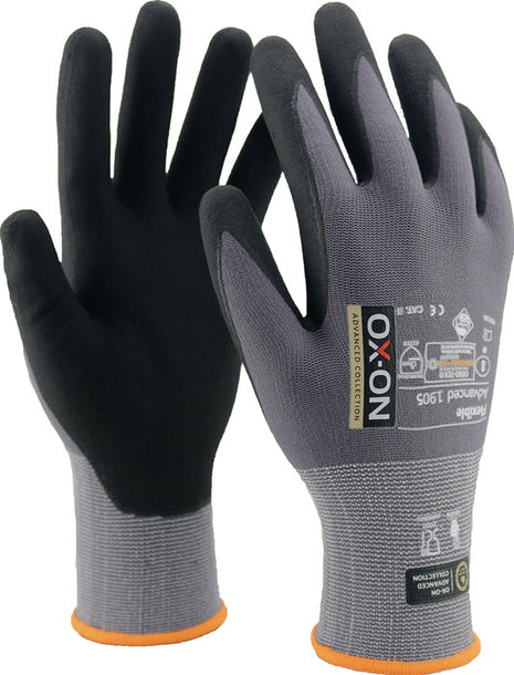 OX-ON Handschuhe Flexible Advanced 1905 Größe 6 schwarz/hellgrau ( 4000391384 )