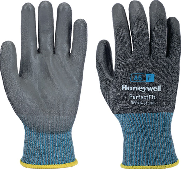 HONEYWELL Schnittschutzhandschuhe New Perfect Fit 13G PU A6/F Größe 9 grau/blau ( 4000391450 )