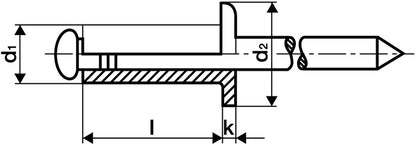 GESIPA rivet aveugle tige de rivet dxl 4 x 12 mm (4000813186)