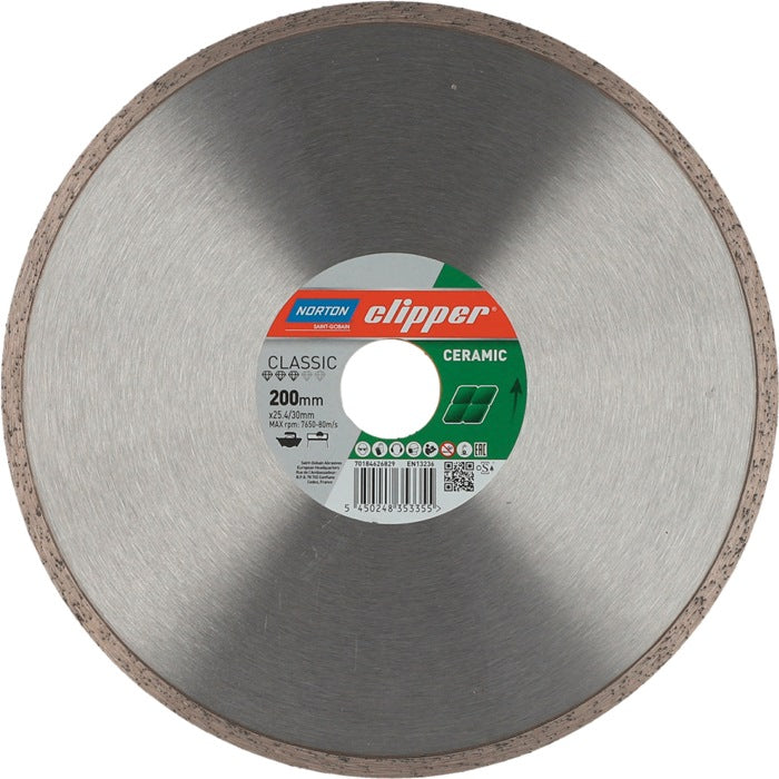 Disque à tronçonner diamanté NORTON CLIPPER Classic Ceramic Ø 200 mm alésage 30 / 25,4 mm (4000818421)