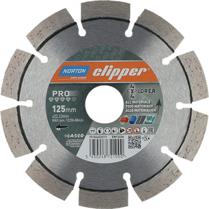 NORTON CLIPPER Diamanttrennscheibe 4 x 4 Explorer Ø 125 mm Bohrung 22,23 mm ( 4000818800 )