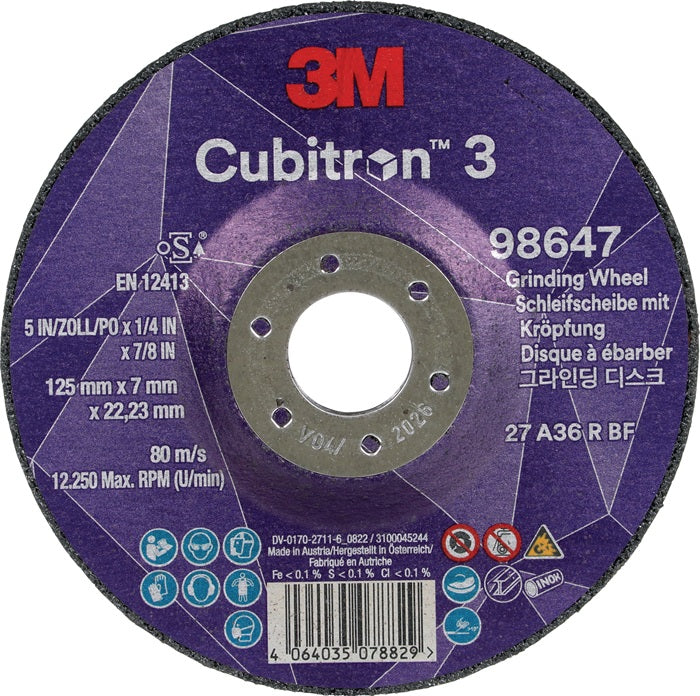 Disque abrasif 3M Cubitron™ 3 D125xS7mm grain 36+ (4000844235)