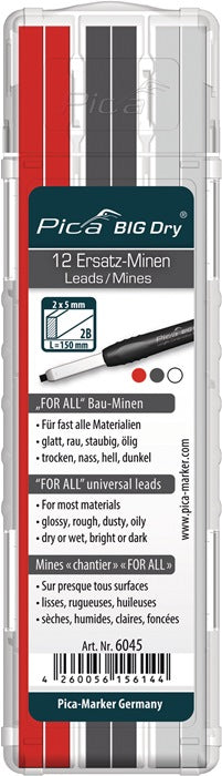 Jeu de mines PICA Pica BIG-Dry 4x de chaque graphite, blanc, rouge, (4000871407)