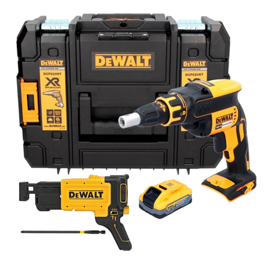 Visseuse pour cloisons sèches sans fil DeWalt DCF 620 NT 18 V 30 Nm sans balais + 1x batterie Powerstack 5,0 Ah + TSTAK - sans chargeur