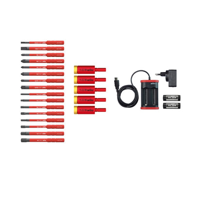 Wiha speedE® elektronischer Schraubendreher - Set 3 in L-Box - 25-teilig mit 2x 1,5 Ah Akku und Ladegerät +  Bits und TorqueAdapter ( 41913 ) - Toolbrothers