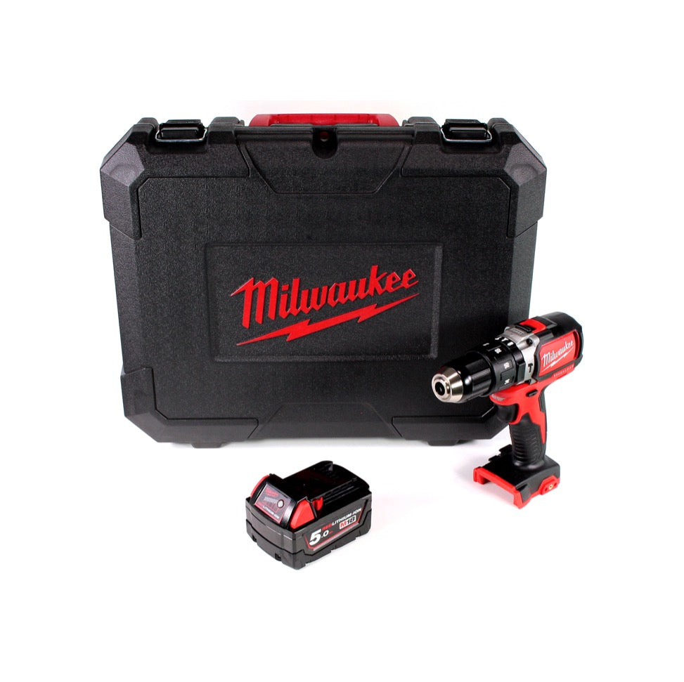 Milwaukee M18 BLPD 501 Brushless Akku-Schlagbohrschrauber 18V - 13mm Schnellspannbohrfutter + Transportkoffer und Milwaukee M18 B5 Akku 18 V / 5,0 Ah - Toolbrothers