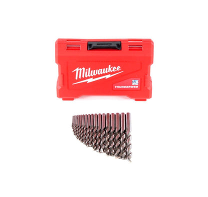 Milwaukee M18 BLDD 18 V Brushless Akku-Bohrschrauber Solo im Koffer + Milwaukee HSS-G Thunderweb Metallbohrer Kassette 19-teilig - ohne Akku, ohne Ladegerät